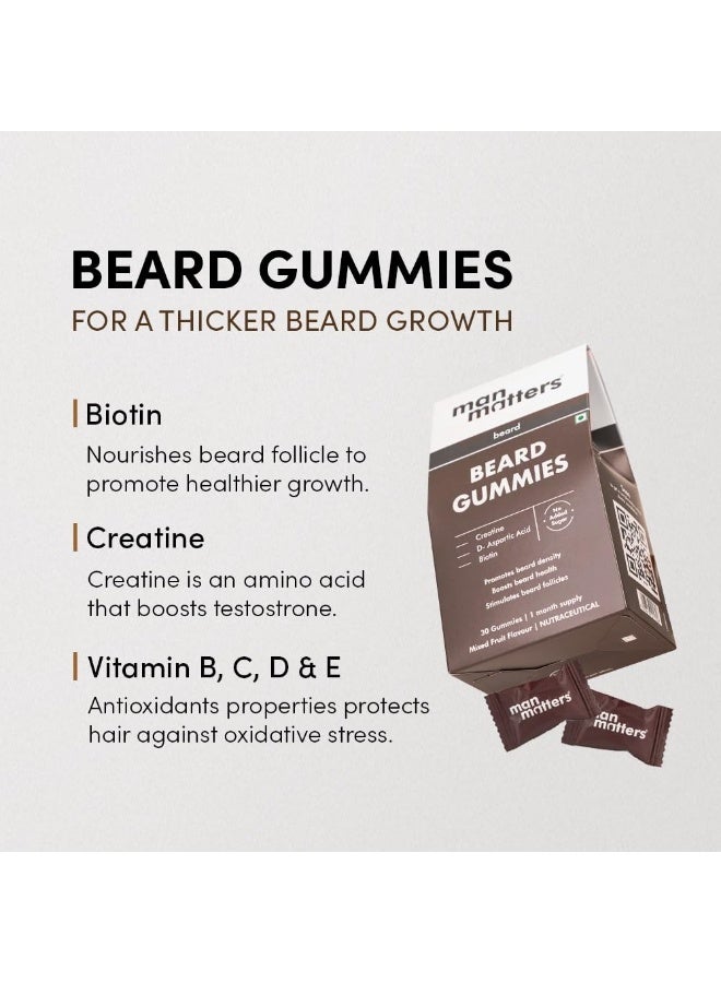 مان ماترز مجموعة مان ماترز المتكاملة لنمو اللحية، تحتوي على سيروم اللحية 30 مل، وحبوب مضغ لنمو اللحية، وديرما رولر متطور | مع 5% مينوكسيديل | لنمو اللحية وتغذيتها | خالية من الكبريتات والكحول. - Image 3